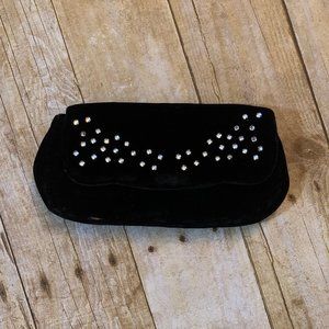 VTG black velvet and rhinestone clutch